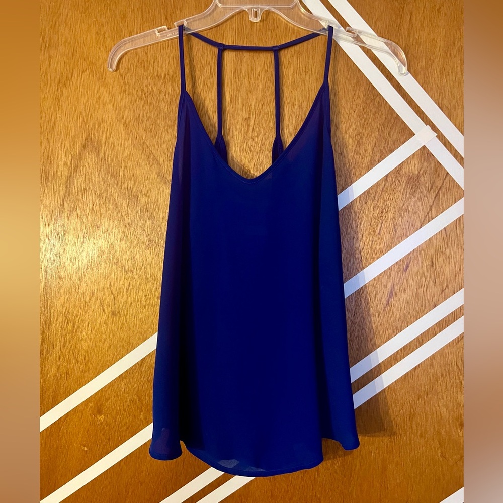 Navy camisole blouse with racer back straps